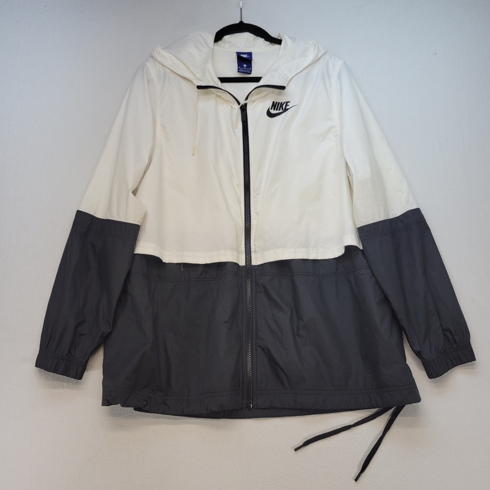 Nike Windbreaker Jacket Womens XL White Colorblock Windrunner Sportswear AJ2982